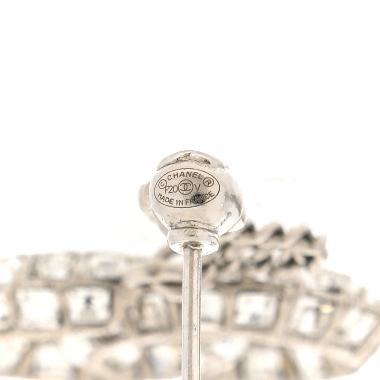 Baguette Crystal CC Drop Earrings Silver