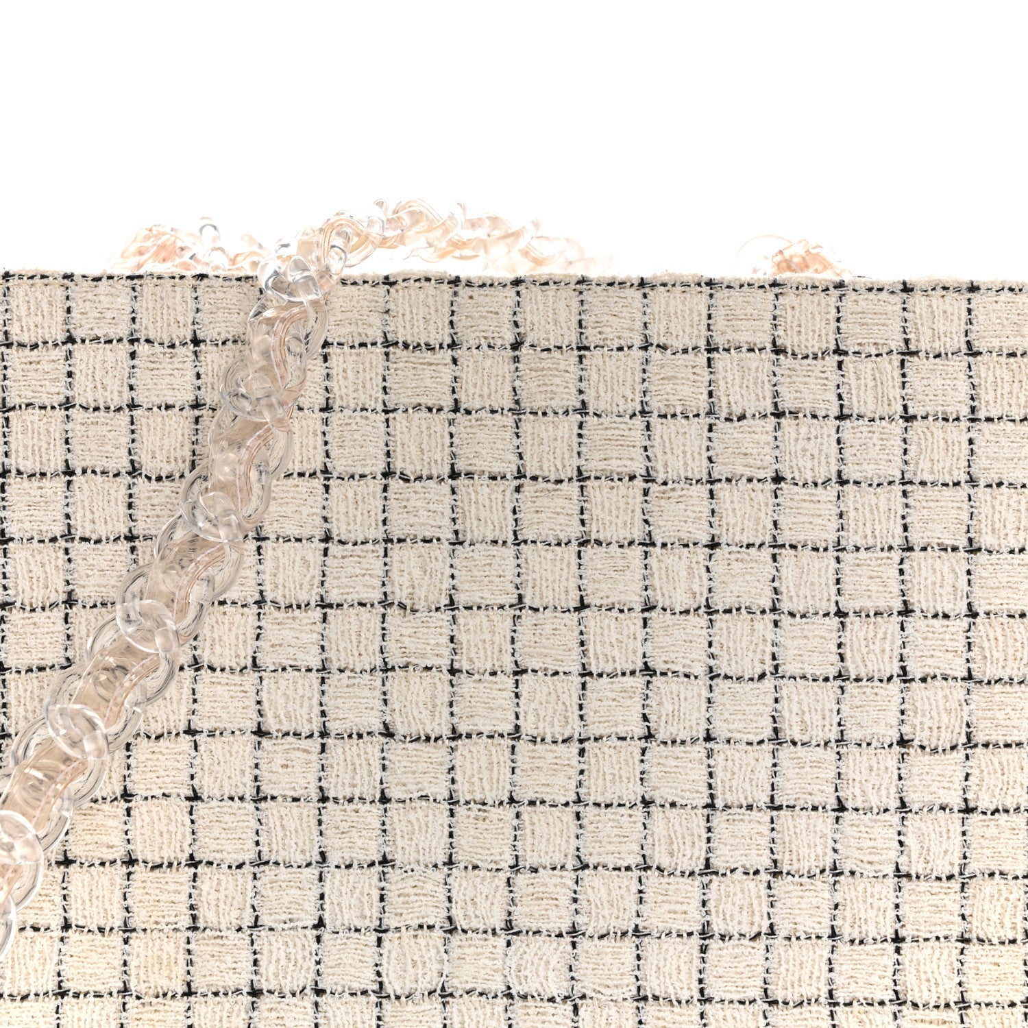 Chanel Tweed Resin Small Zipped Shopping Bag White Black