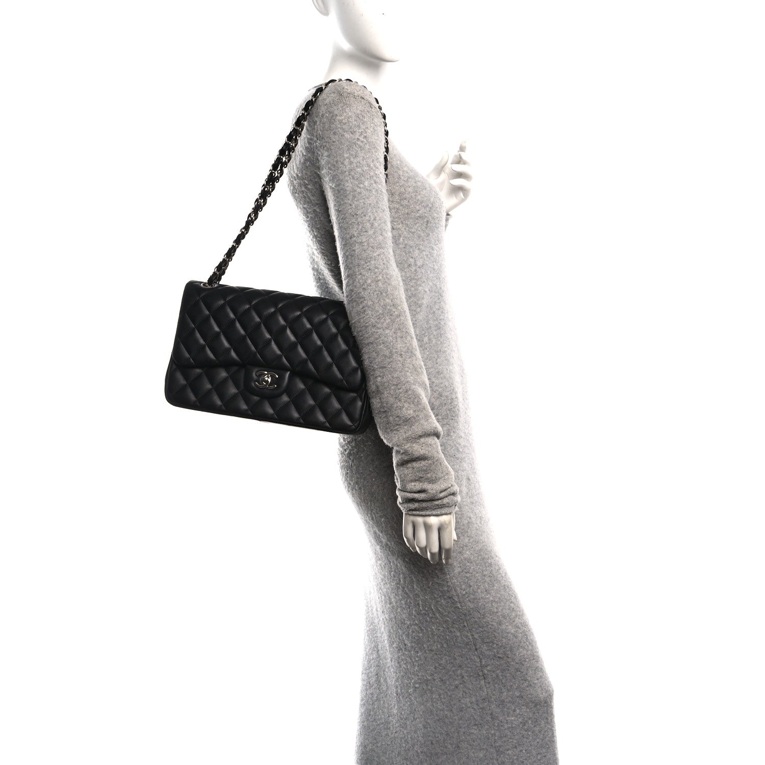 Chanel Lambskin Quilted Jumbo Double Flap Black