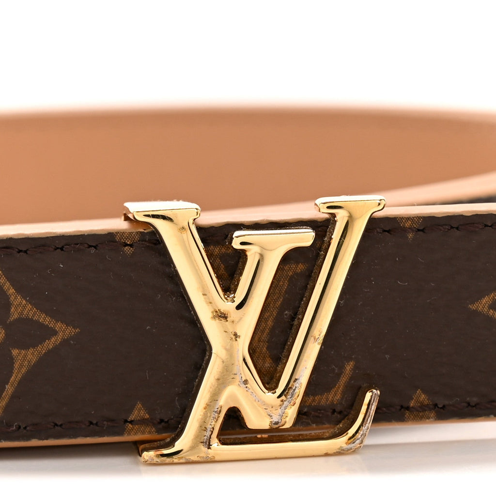 Louis Vuitton Calfskin Monogram 20mm LV Iconic Reversible Belt 85 34 Arizona Beige