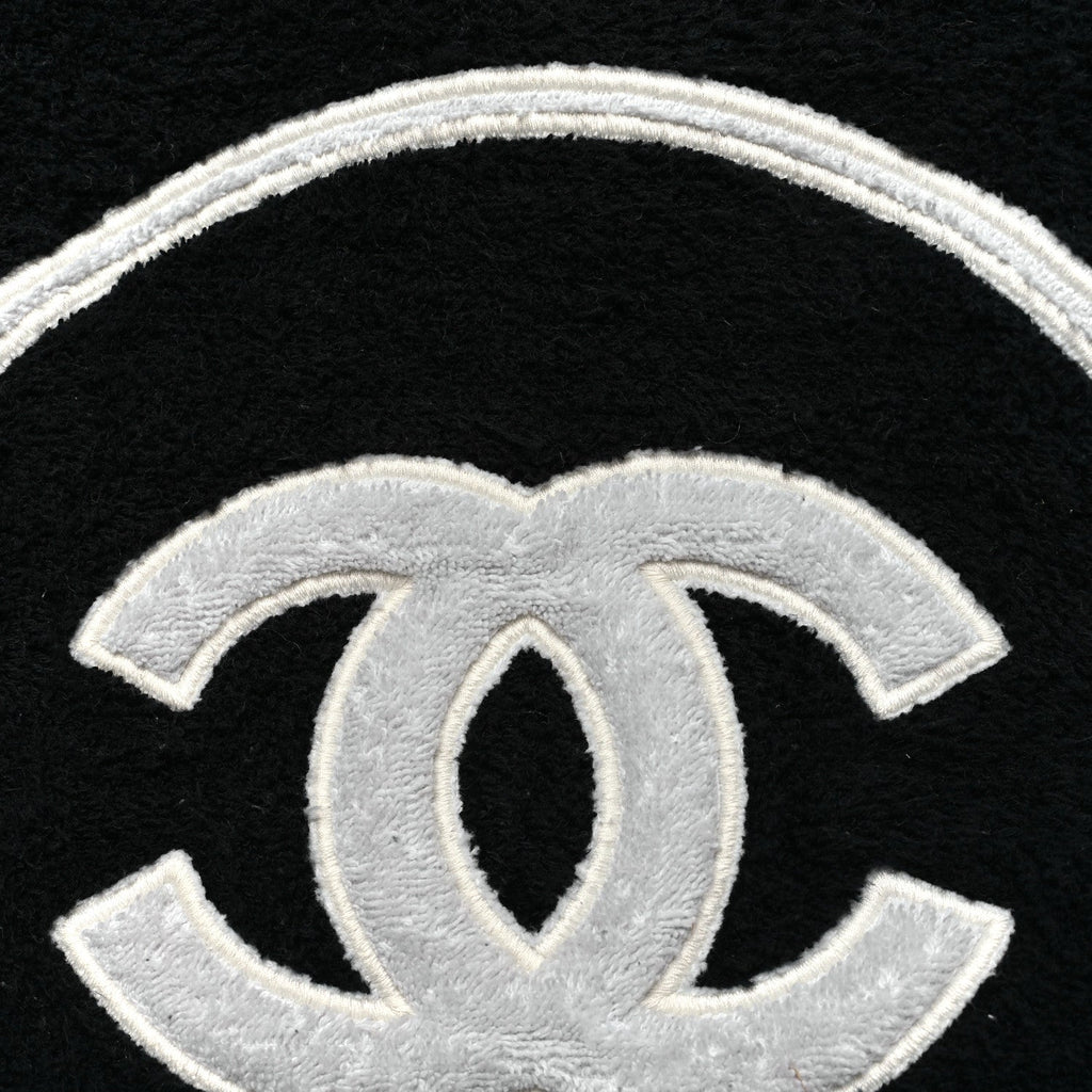 Chanel Terry Cotton CC Beach Tote Towel Set Black White