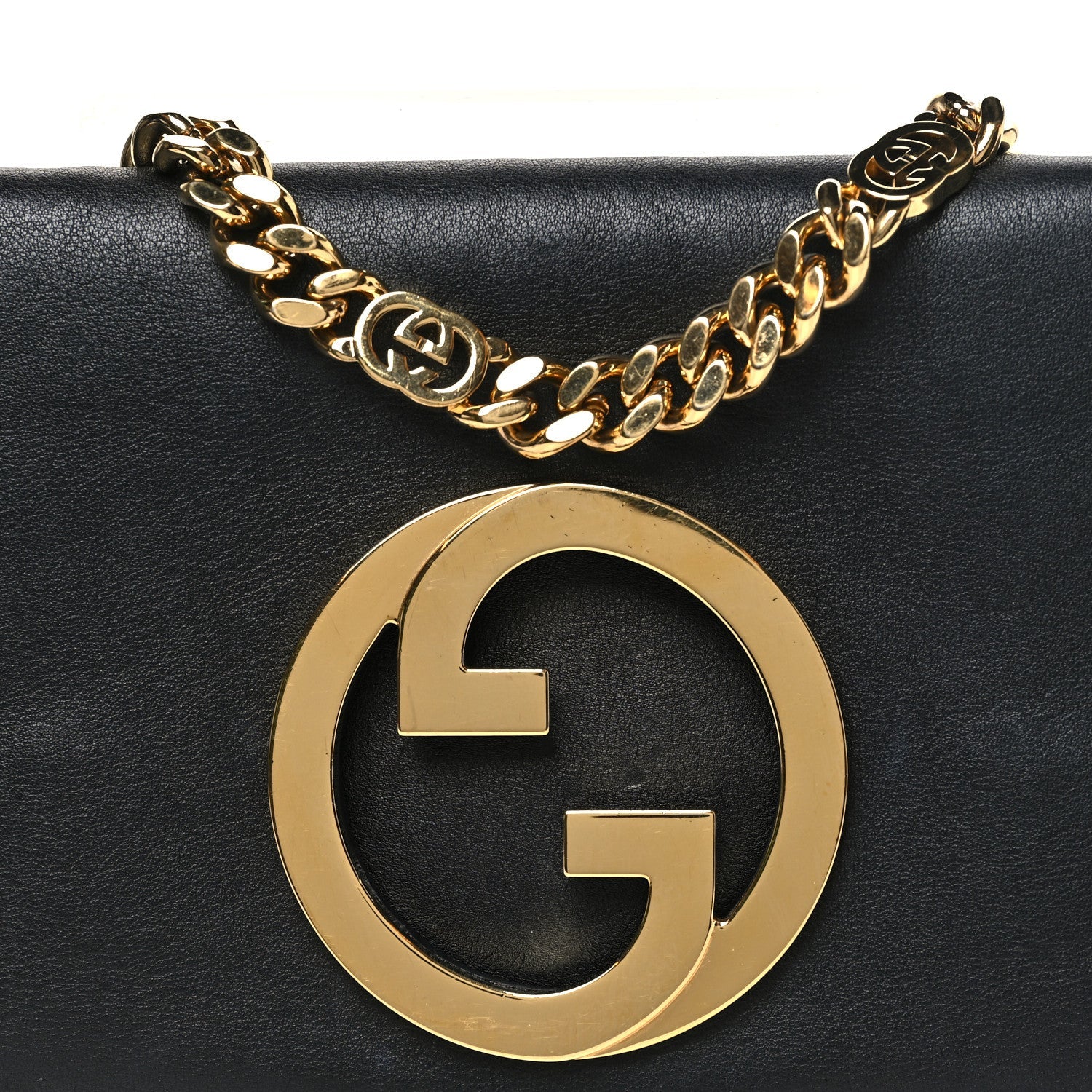 Gucci Roxy Calfskin Blondie Chain Shoulder Flap Bag Black