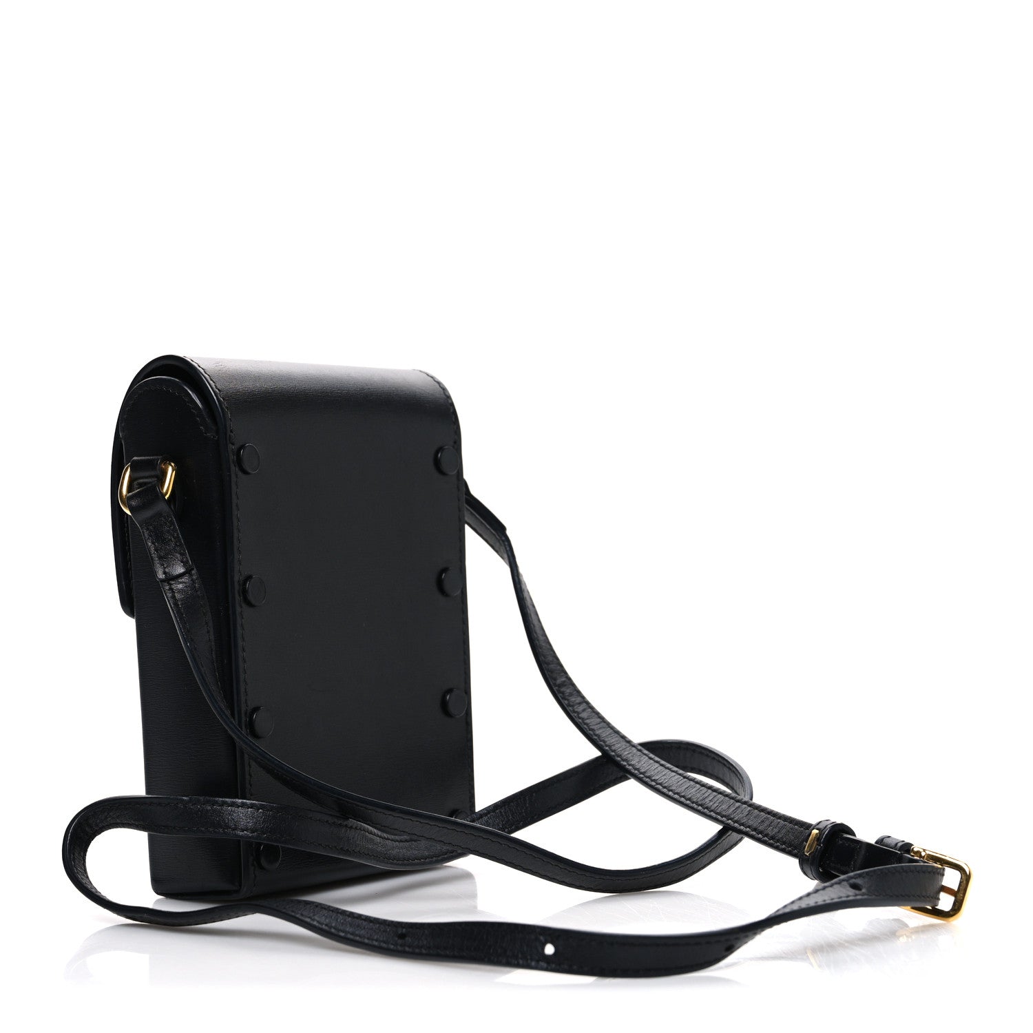 Gucci Boarded Plutone Calfskin Mini Horsebit 1955 Crossbody Bag Black