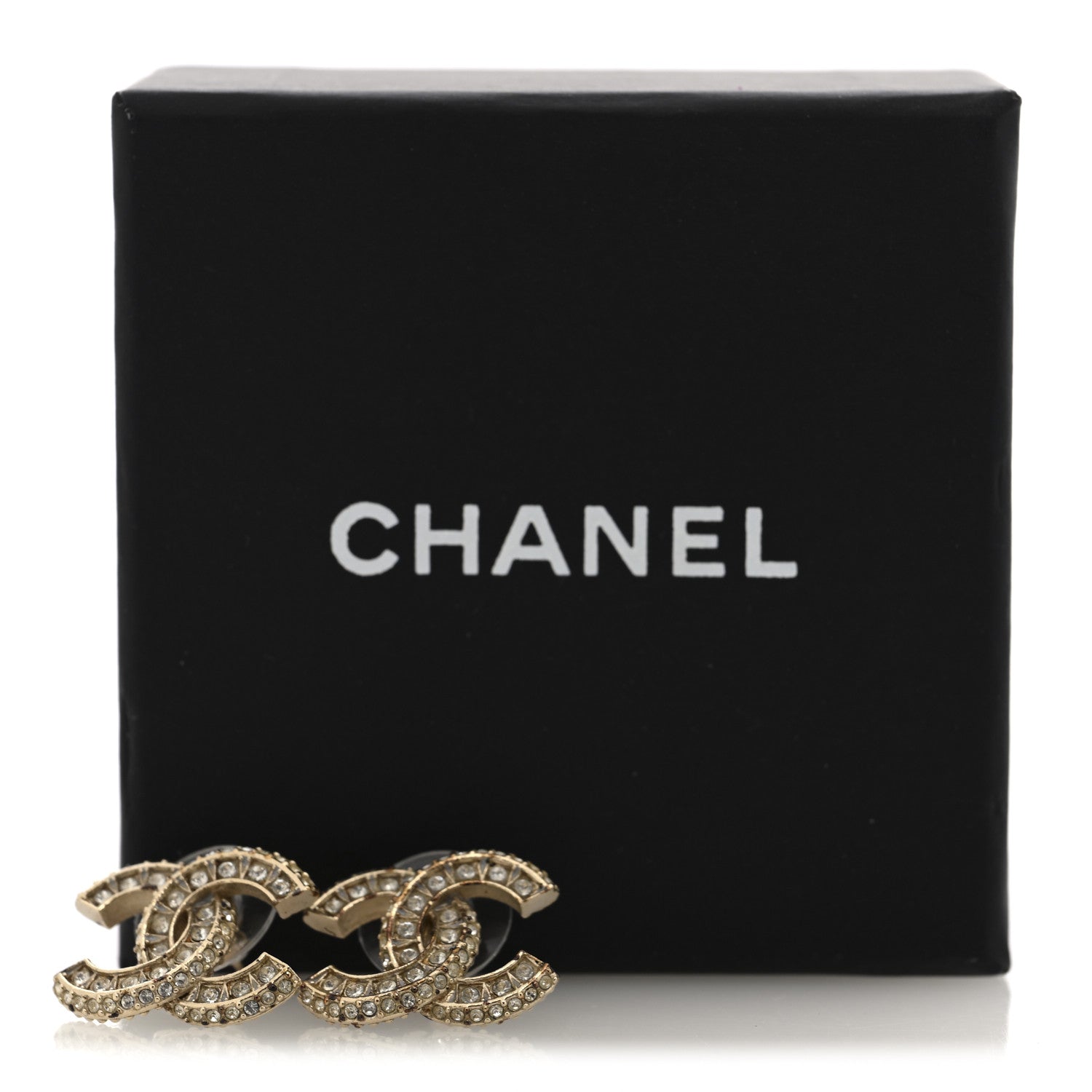Crystal Timeless CC Earrings Light Gold