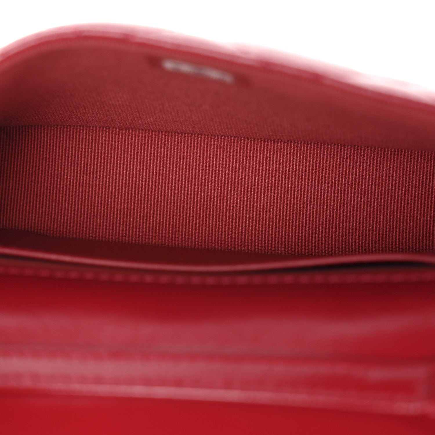 Chanel Shiny Lambskin Quilted Mini Metal Top Handle Clutch With Chain  Red