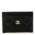 Caviar Quilted Card Holder Black