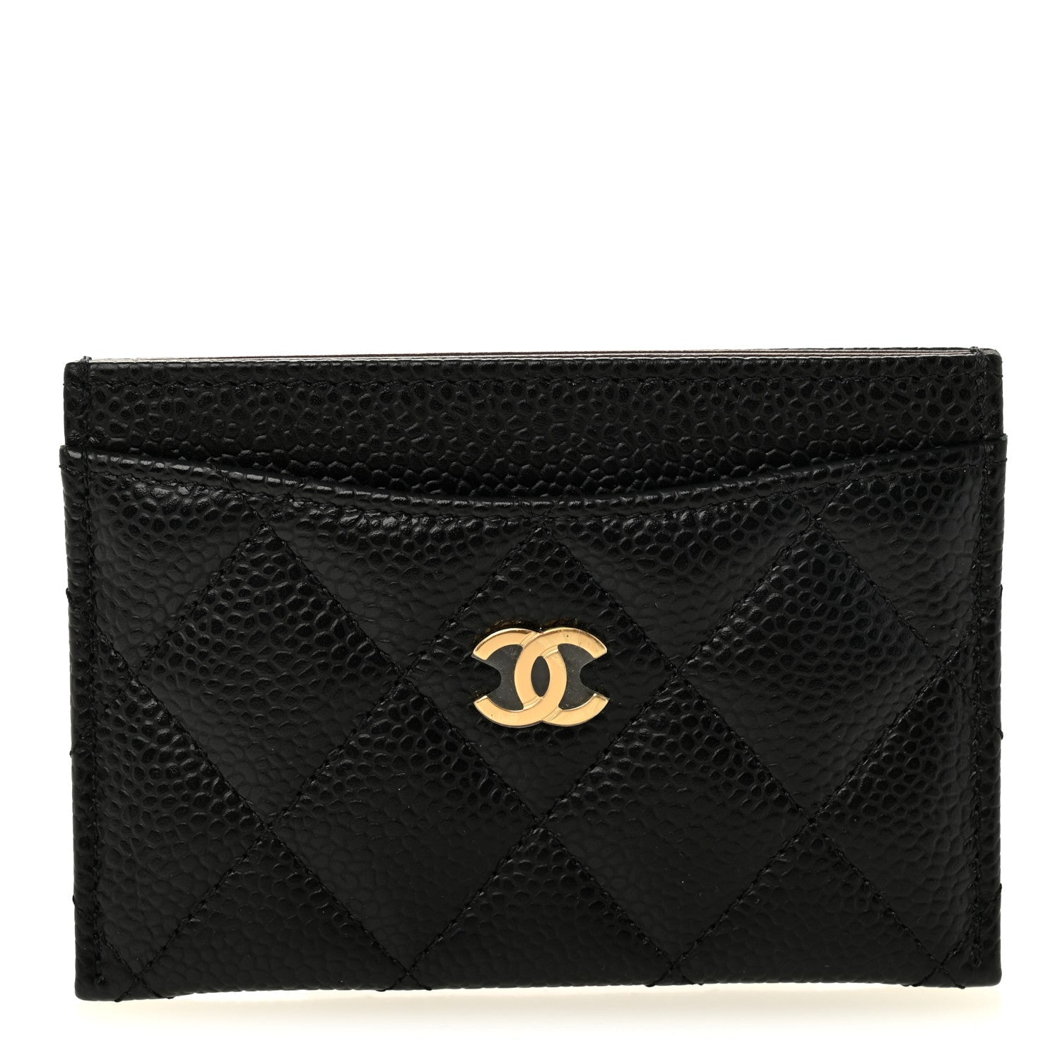 Caviar Quilted Card Holder Black