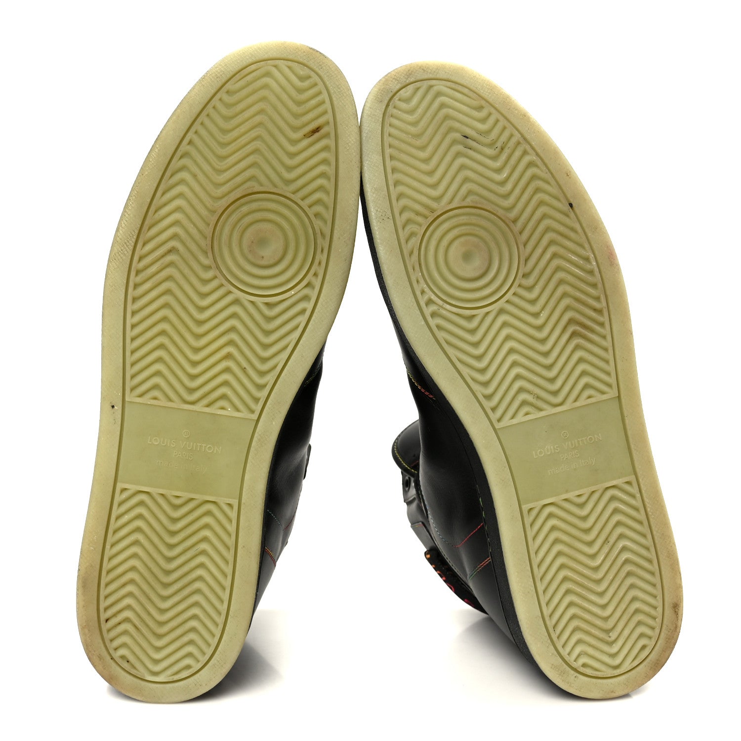 Louis Vuitton Calfskin Rivoli High Top Sneakers 12 Black Multicolor