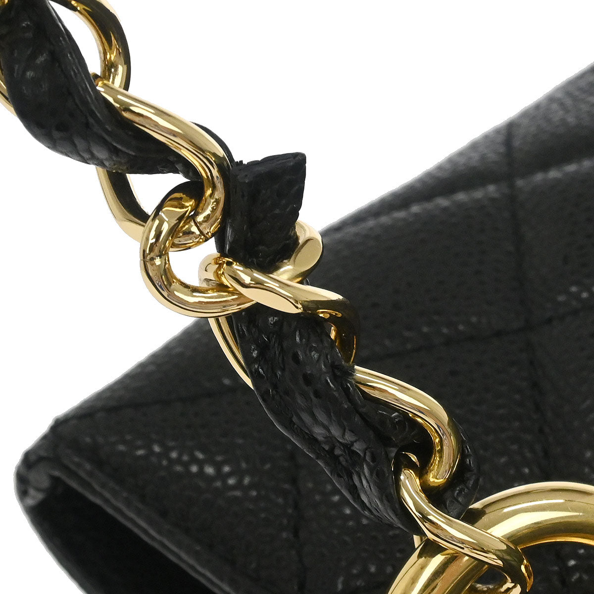 Chanel 2013-2014 Black Caviar Skin Grand Shopping Tote GST Chain Handbag