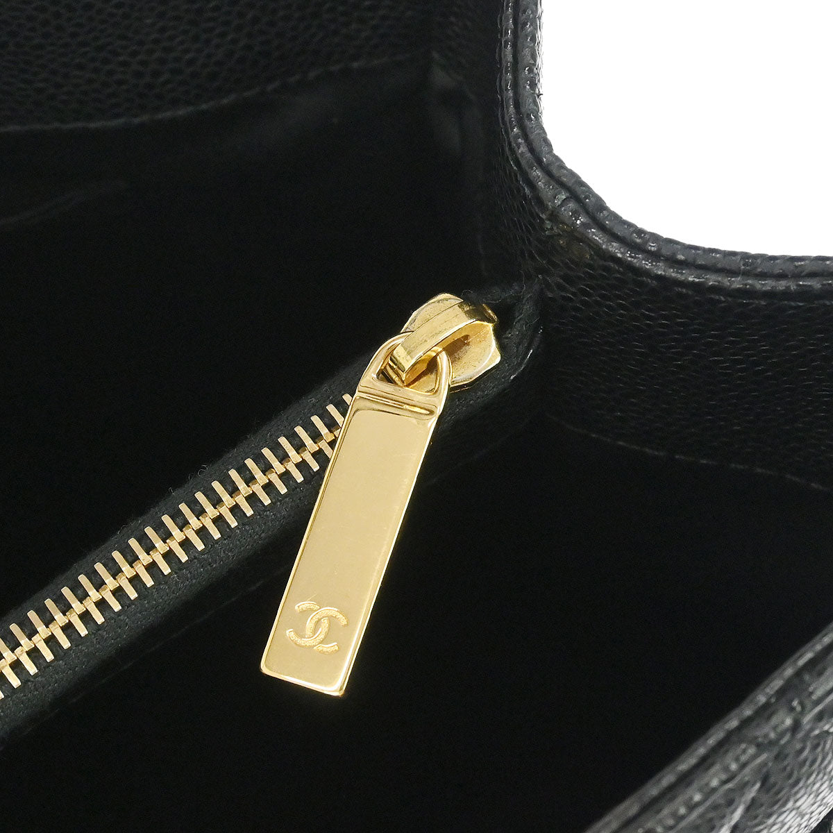 Chanel 2013-2014 Black Caviar Skin Grand Shopping Tote GST Chain Handbag