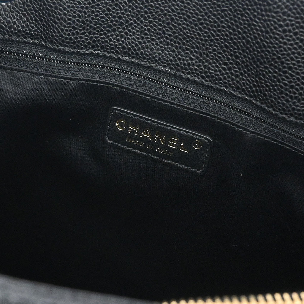 Chanel 2013-2014 Black Caviar Skin Grand Shopping Tote GST Chain Handbag