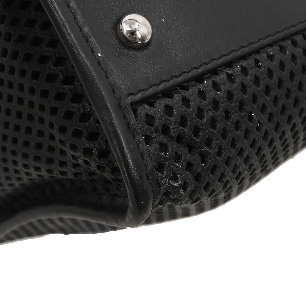 Chanel Black Perforated Calfskin Up In The Air Tote 2way Shoulder Chain Handbag