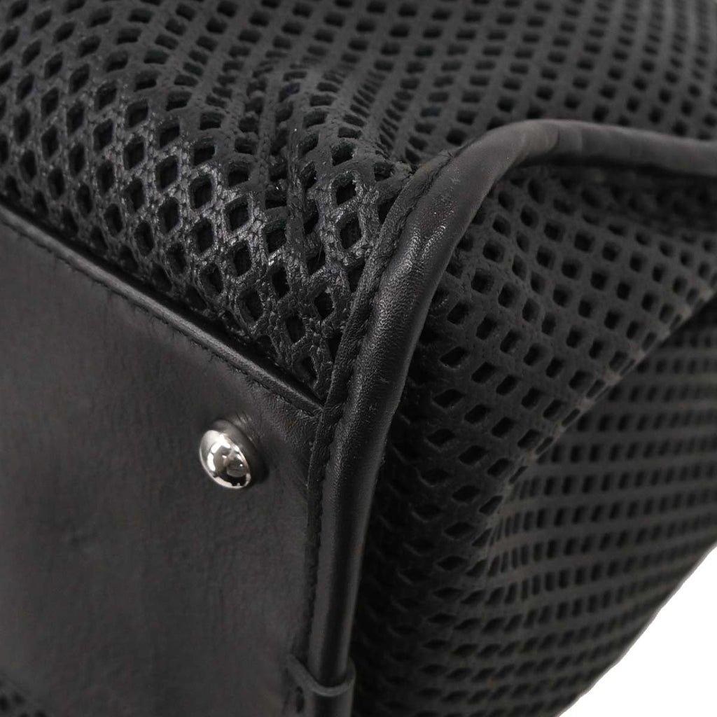 Chanel Black Perforated Calfskin Up In The Air Tote 2way Shoulder Chain Handbag