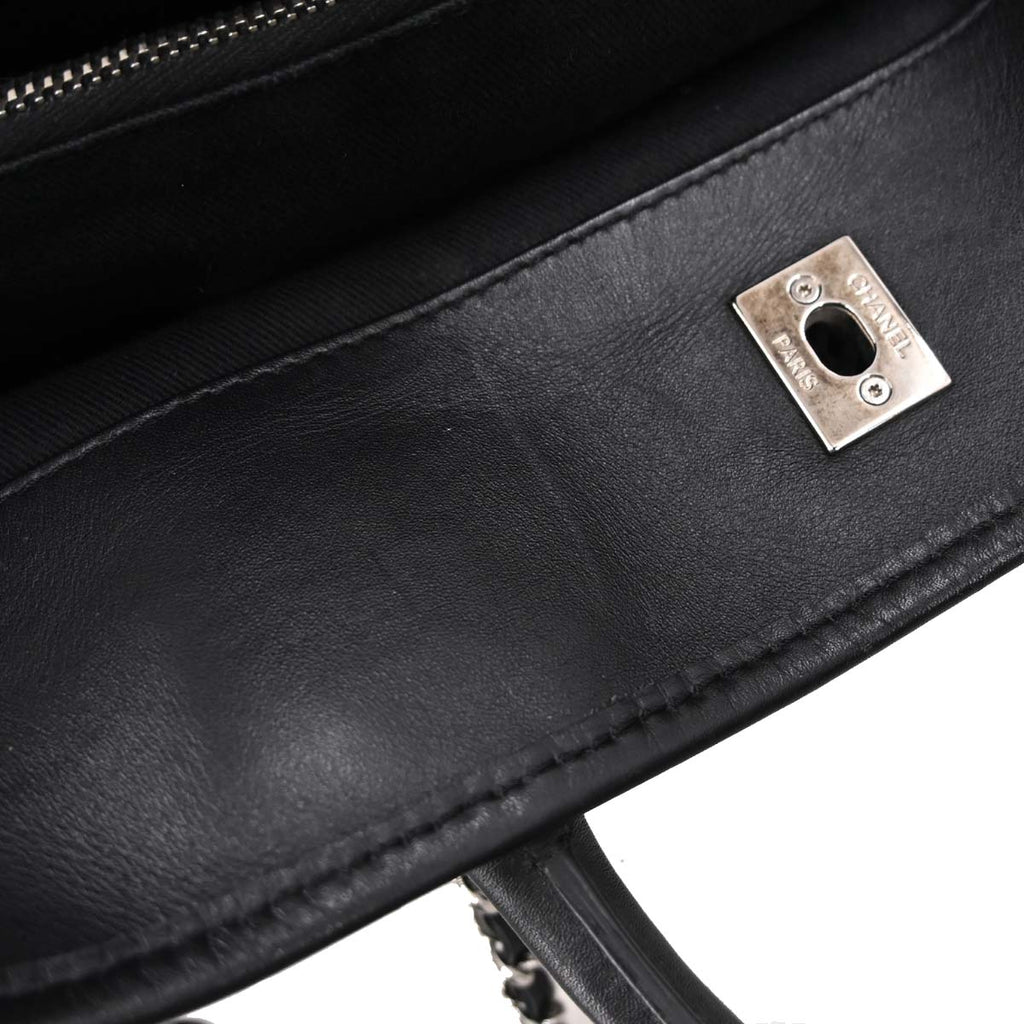 Chanel Black Perforated Calfskin Up In The Air Tote 2way Shoulder Chain Handbag