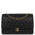 Chanel Black Caviar Skin Maxi Classic Double Flap Shoulder Bag