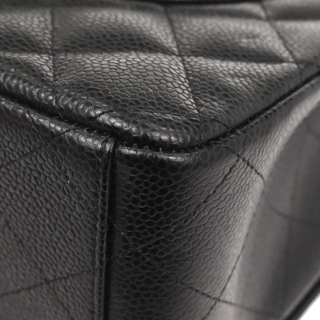 Chanel Black Caviar Skin Maxi Classic Double Flap Shoulder Bag