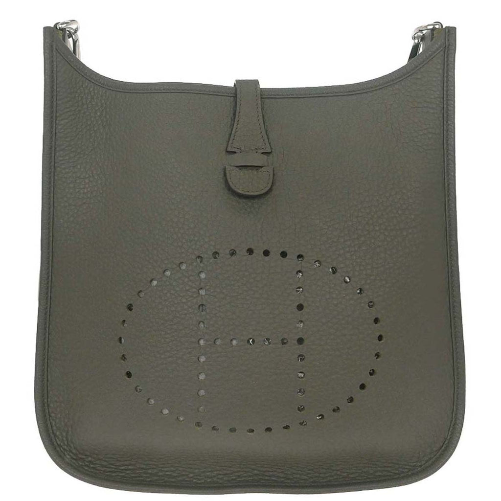 Hermes Vert de Gris Taurillon Clemence Evelyne 1 29 PM Shoulder Bag