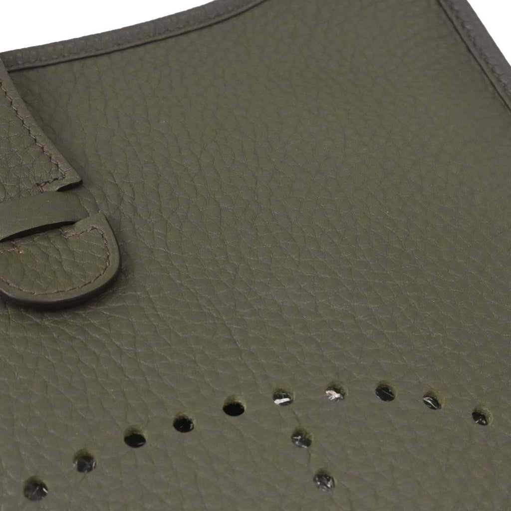 Hermes Vert de Gris Taurillon Clemence Evelyne 1 29 PM Shoulder Bag