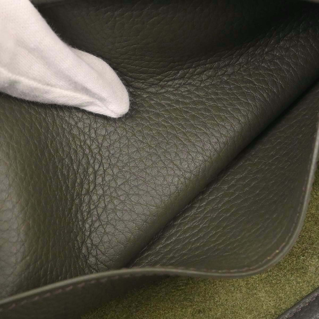 Hermes Vert de Gris Taurillon Clemence Evelyne 1 29 PM Shoulder Bag