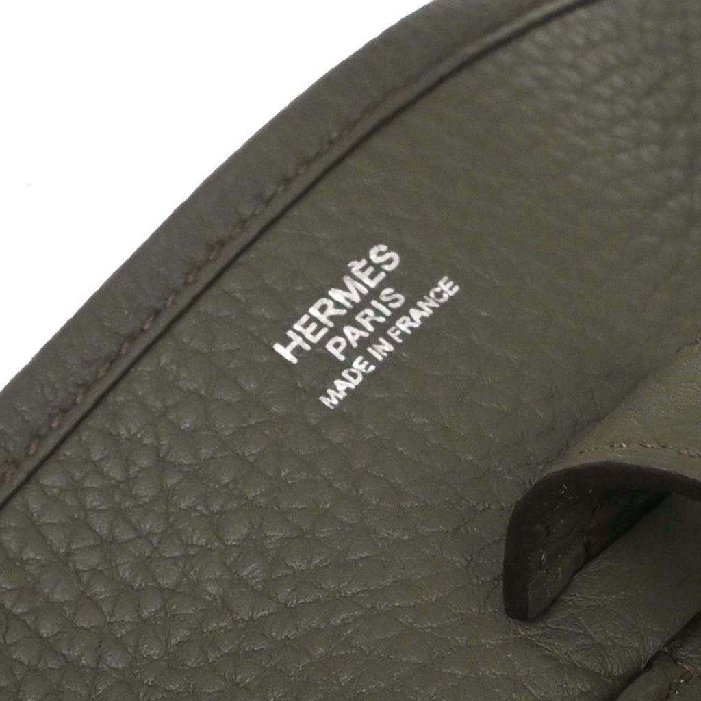 Hermes Vert de Gris Taurillon Clemence Evelyne 1 29 PM Shoulder Bag