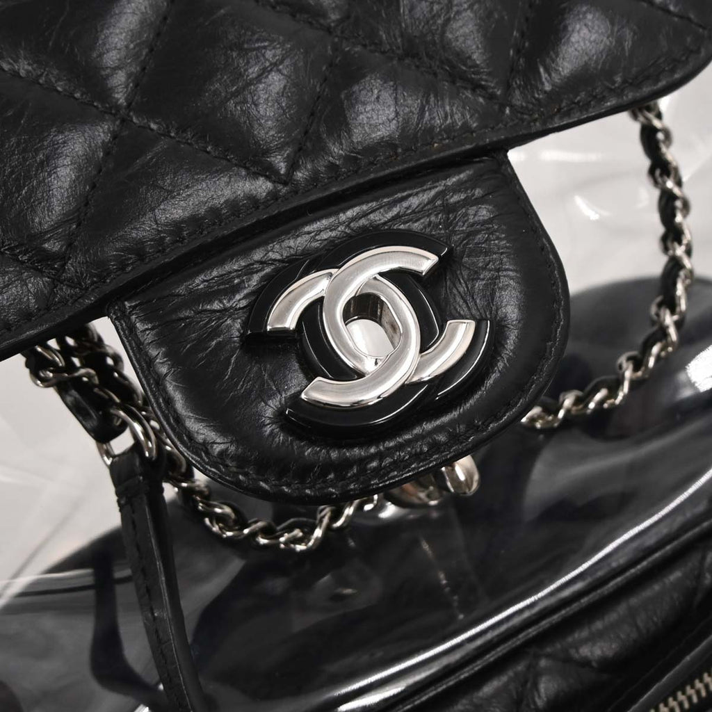 Chanel Black Calfskin PVC Aquarium Shoulder Bag