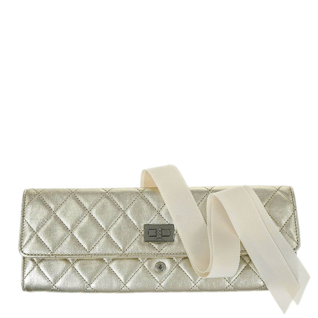 Chanel 2016-2017 Metallic Gold Lambskin Mademoiselle Lock Jewelry Case Clutch Bag