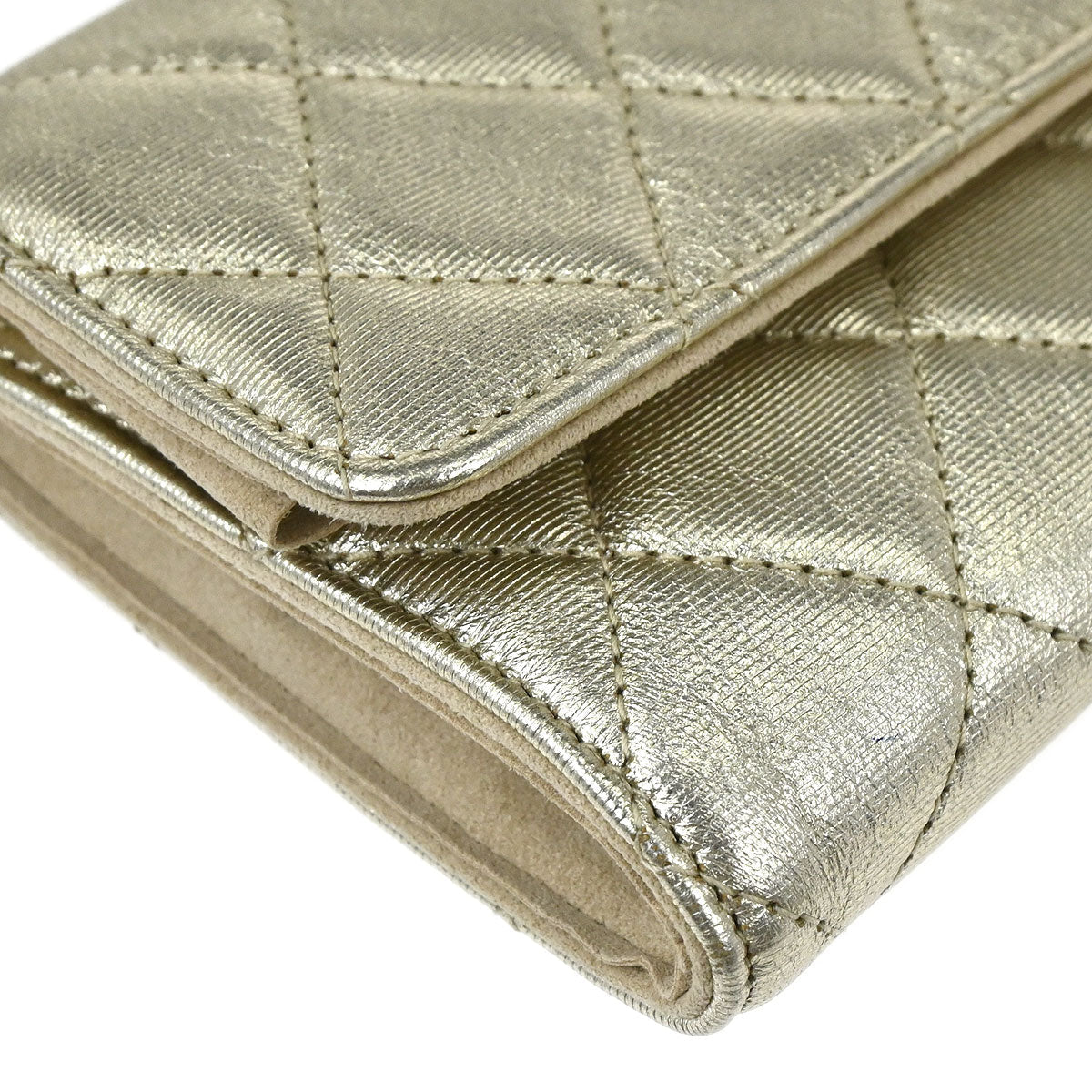 Chanel 2016-2017 Metallic Gold Lambskin Mademoiselle Lock Jewelry Case Clutch Bag