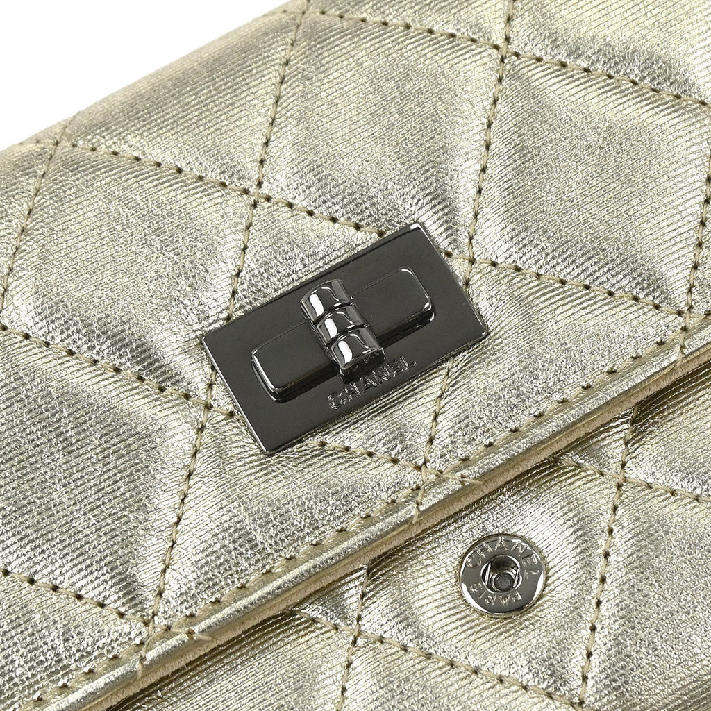 Chanel 2016-2017 Metallic Gold Lambskin Mademoiselle Lock Jewelry Case Clutch Bag
