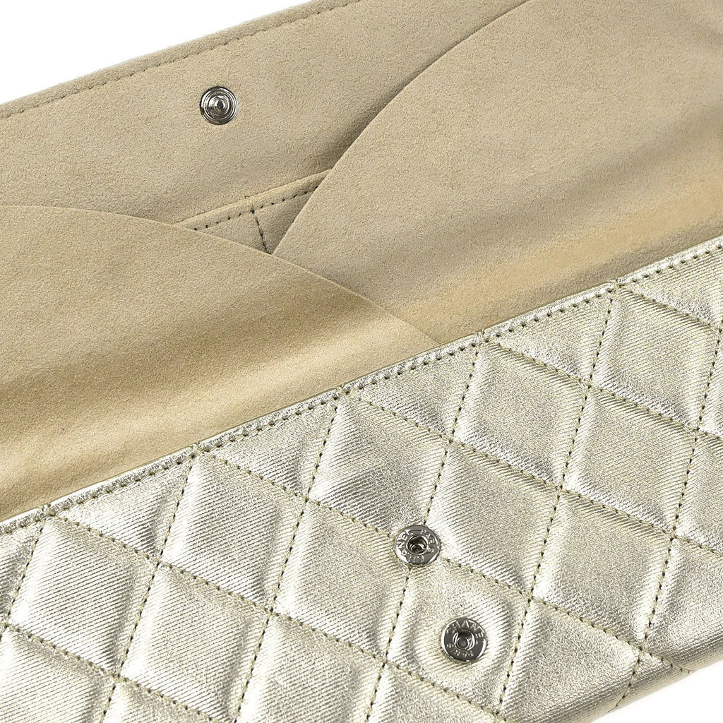 Chanel 2016-2017 Metallic Gold Lambskin Mademoiselle Lock Jewelry Case Clutch Bag