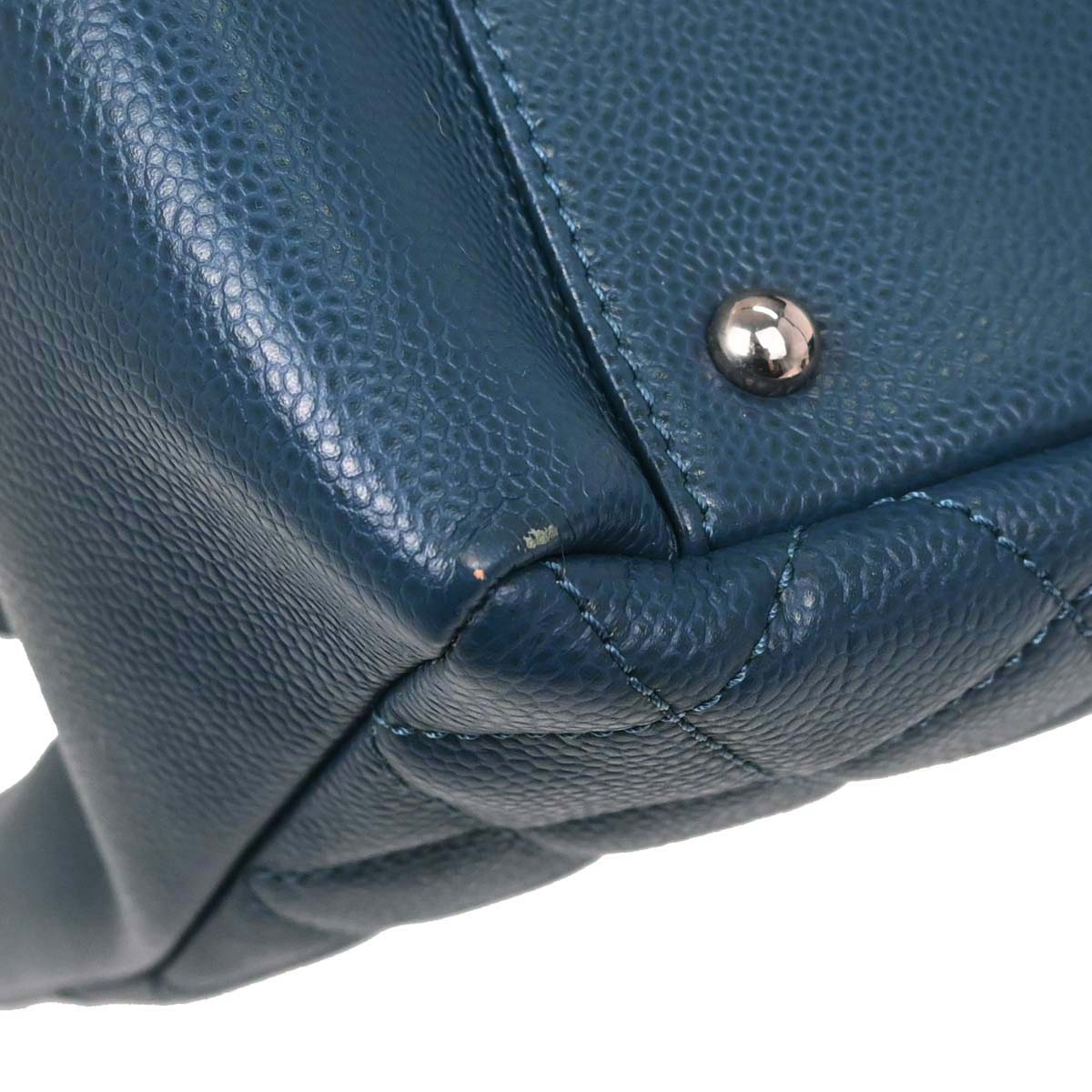 Chanel Blue Caviar Skin Grand Shopping Tote GST XL Chain Handbag