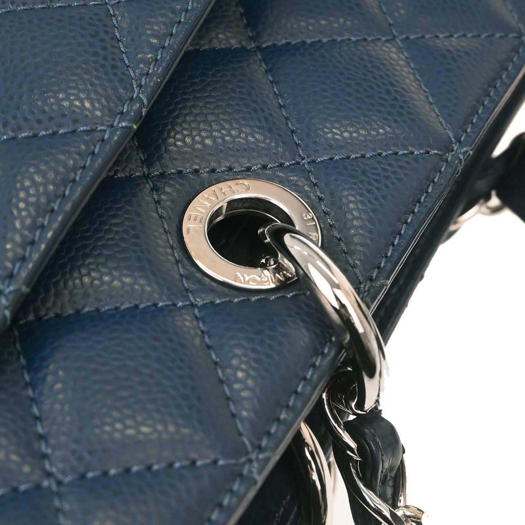 Chanel Blue Caviar Skin Grand Shopping Tote GST XL Chain Handbag