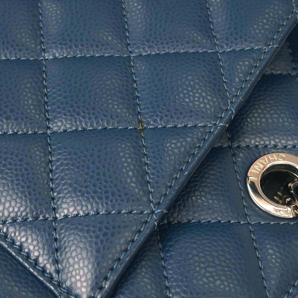 Chanel Blue Caviar Skin Grand Shopping Tote GST XL Chain Handbag