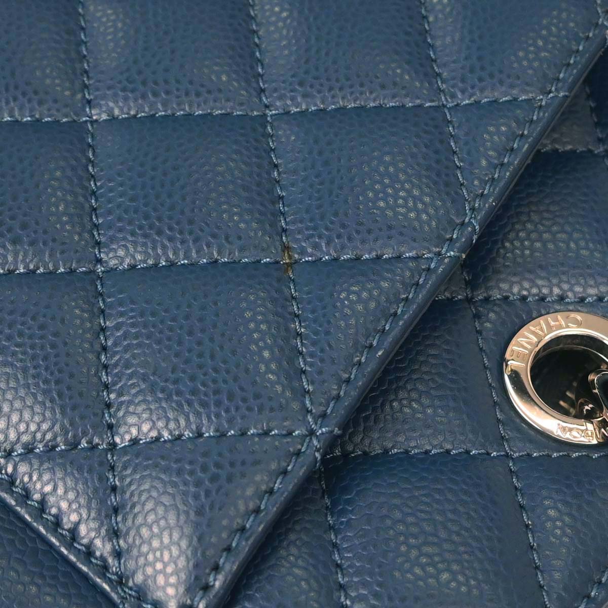 Chanel Blue Caviar Skin Grand Shopping Tote GST XL Chain Handbag