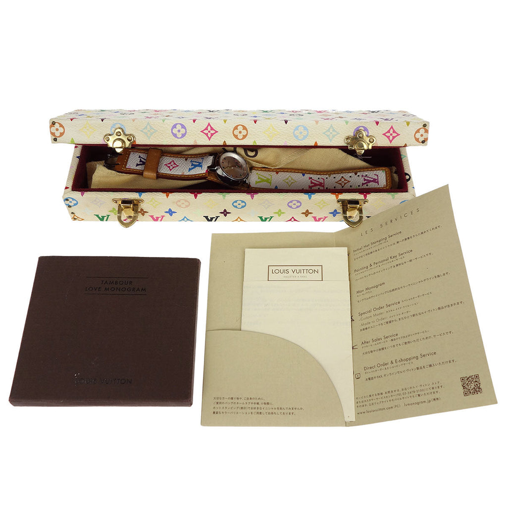 Louis Vuitton Monogram Multicolor Takashi Murakami Q12130 Tambour Watch