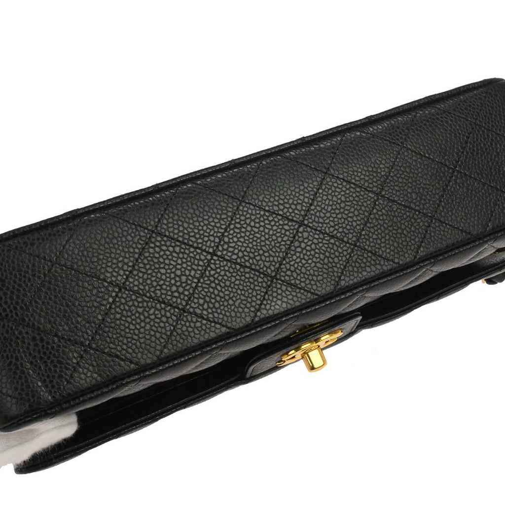 Chanel Black Caivar Medium Classic Double Flap Shoulder Bag