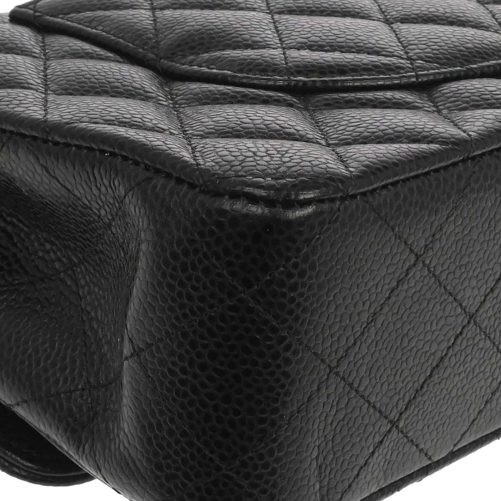 Chanel Black Caivar Medium Classic Double Flap Shoulder Bag