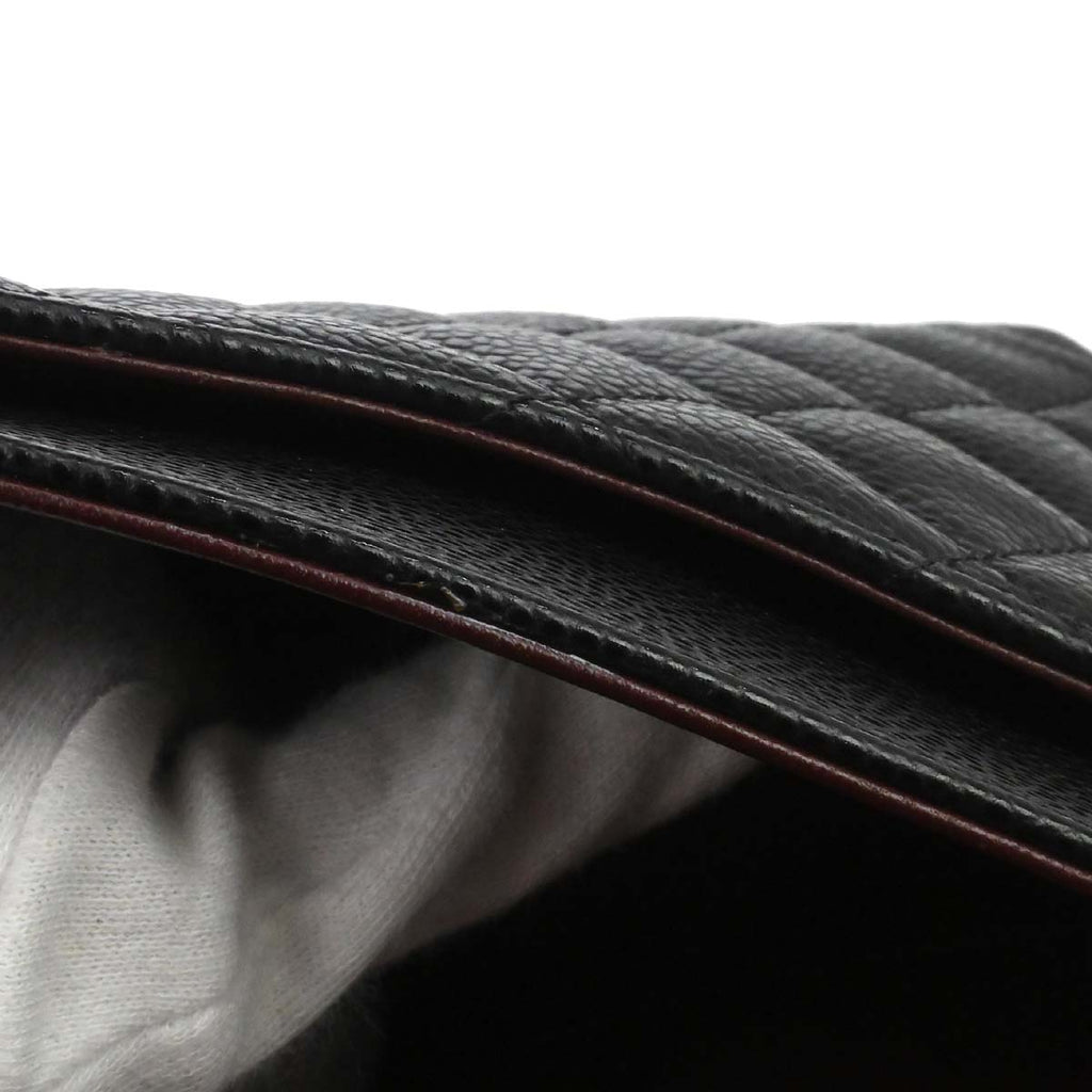 Chanel Black Caivar Medium Classic Double Flap Shoulder Bag