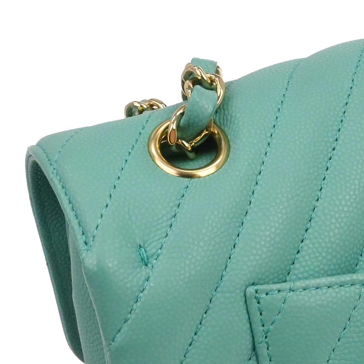 Chanel 2019 Emerald Green Caviar Small Classic Double Flap Shoulder Bag