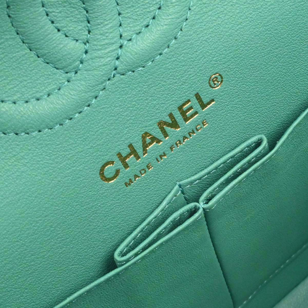 Chanel 2019 Emerald Green Caviar Small Classic Double Flap Shoulder Bag