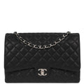 Chanel Black Calfskin Maxi Classic Double Flap Shoulder Bag