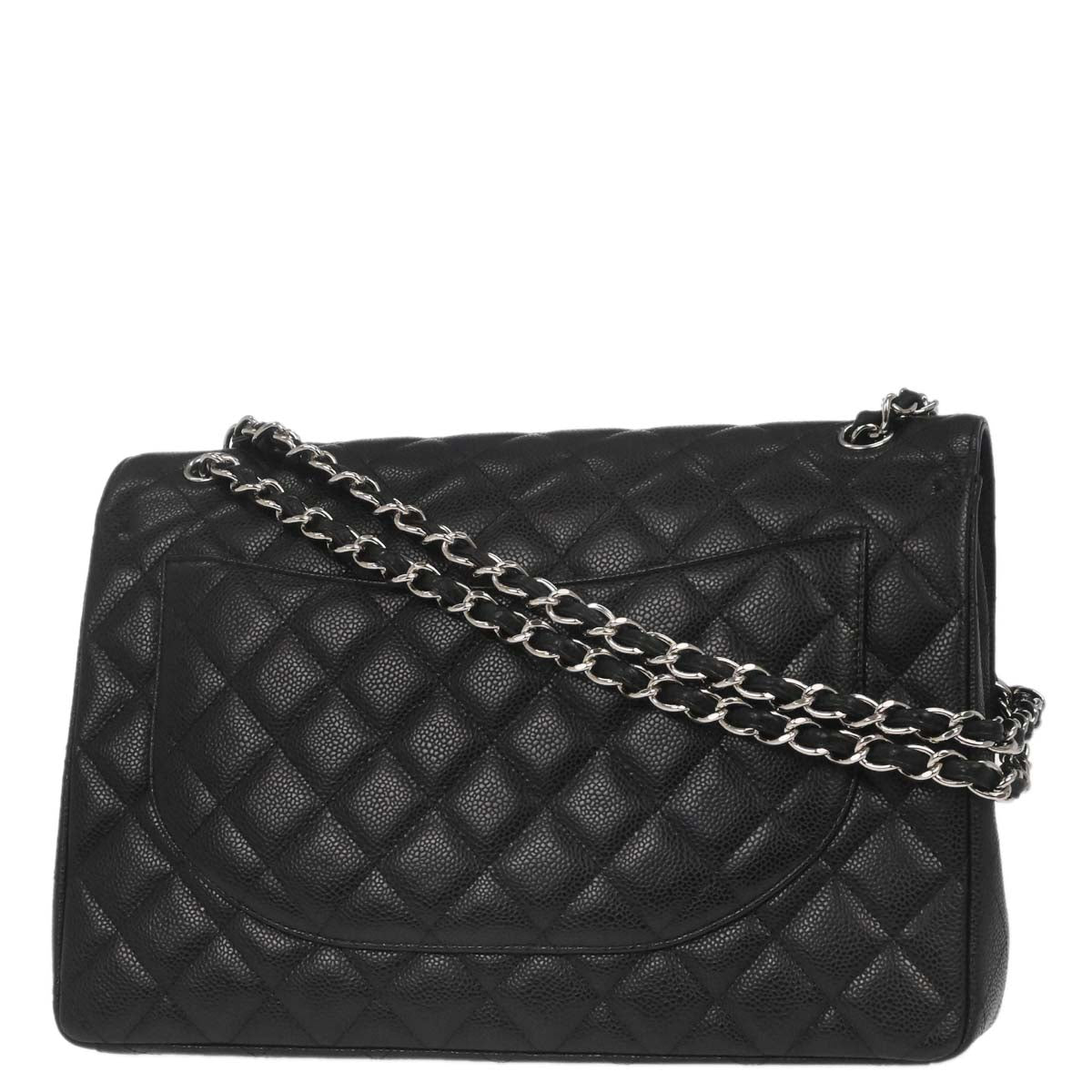 Chanel Black Calfskin Maxi Classic Double Flap Shoulder Bag