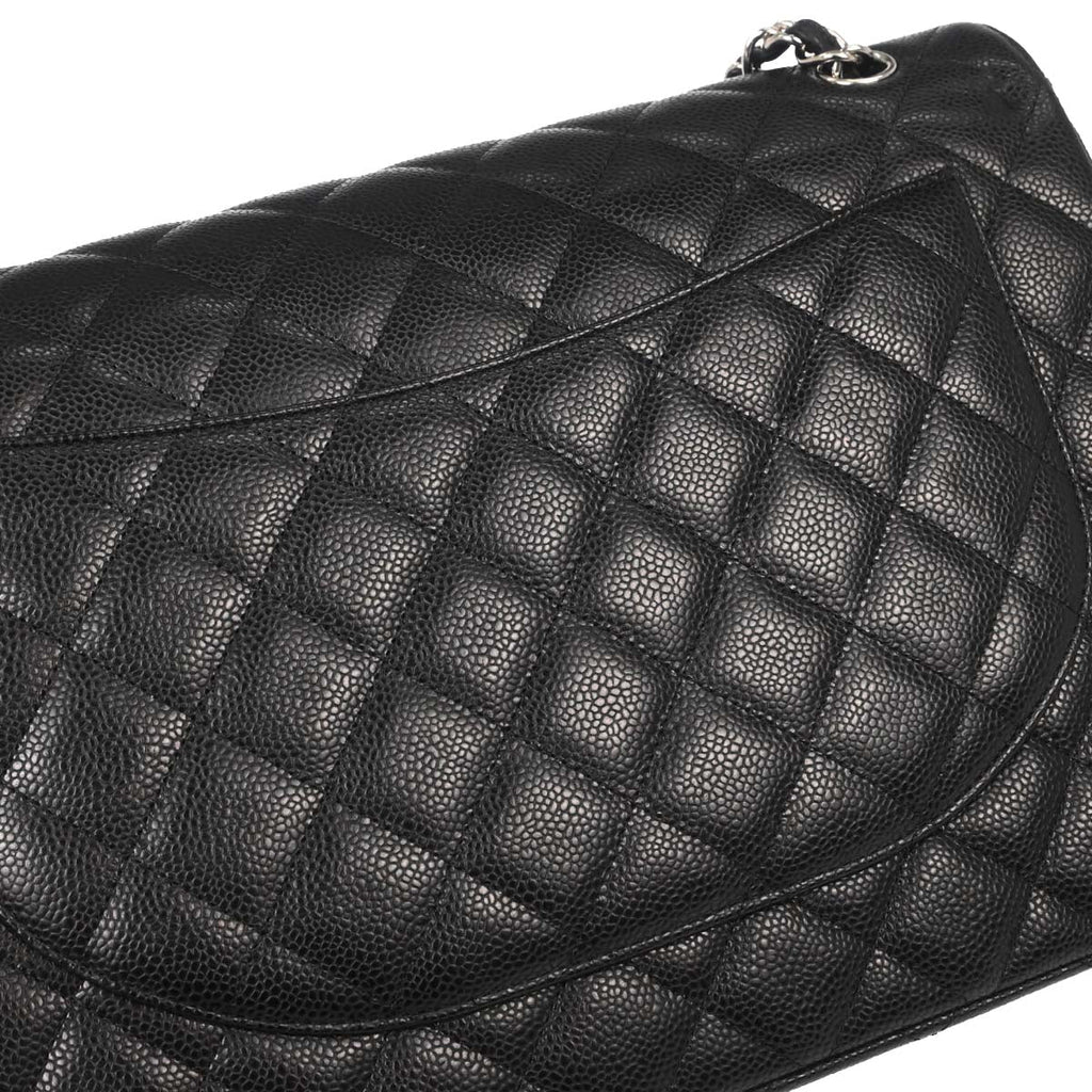 Chanel Black Calfskin Maxi Classic Double Flap Shoulder Bag