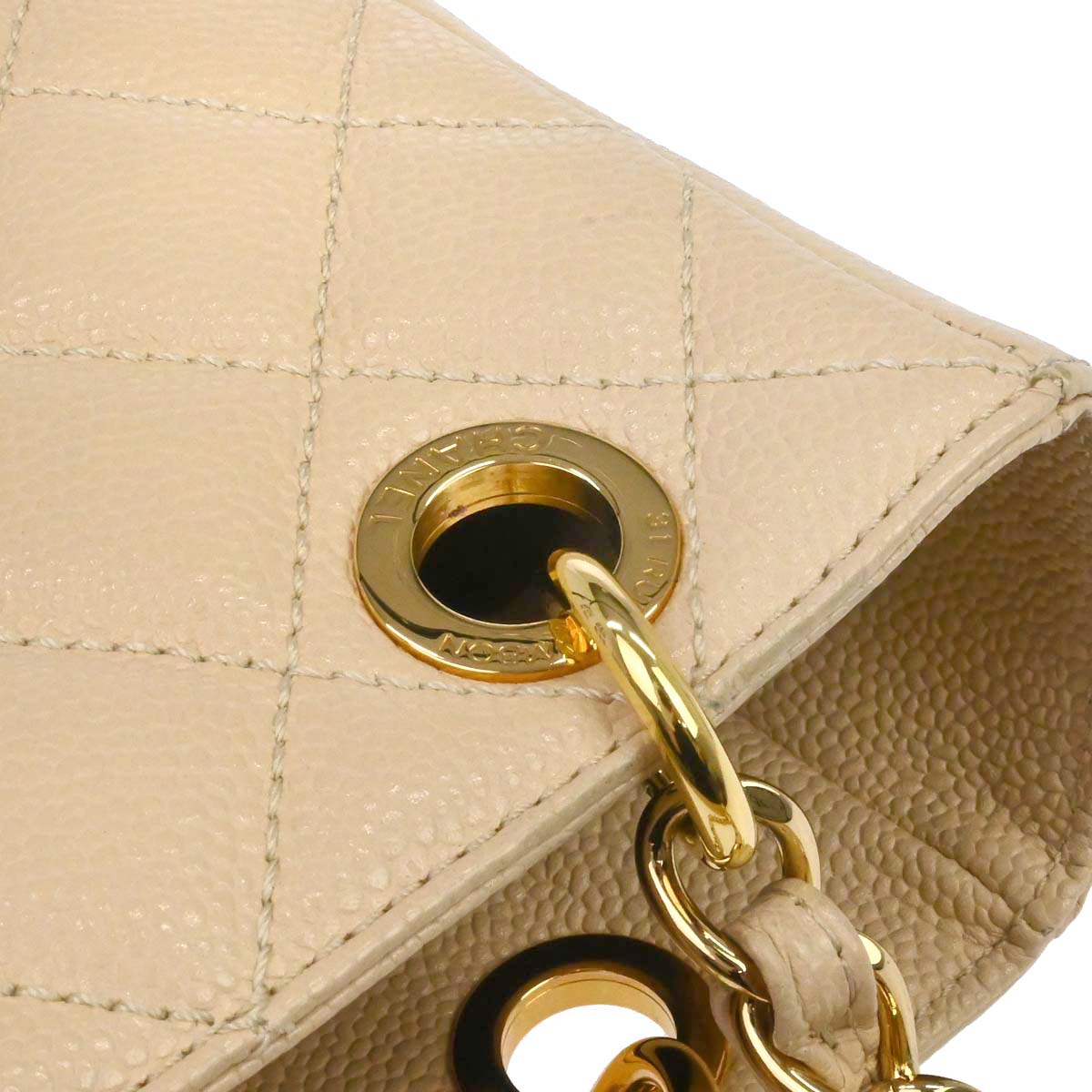 Chanel Light Beige Caviar Petite Shopping Tote PST Chain Handbag