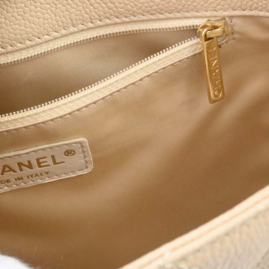 Chanel Light Beige Caviar Petite Shopping Tote PST Chain Handbag