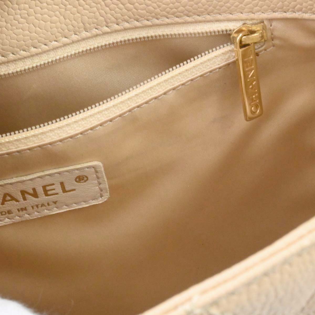 Chanel Light Beige Caviar Petite Shopping Tote PST Chain Handbag