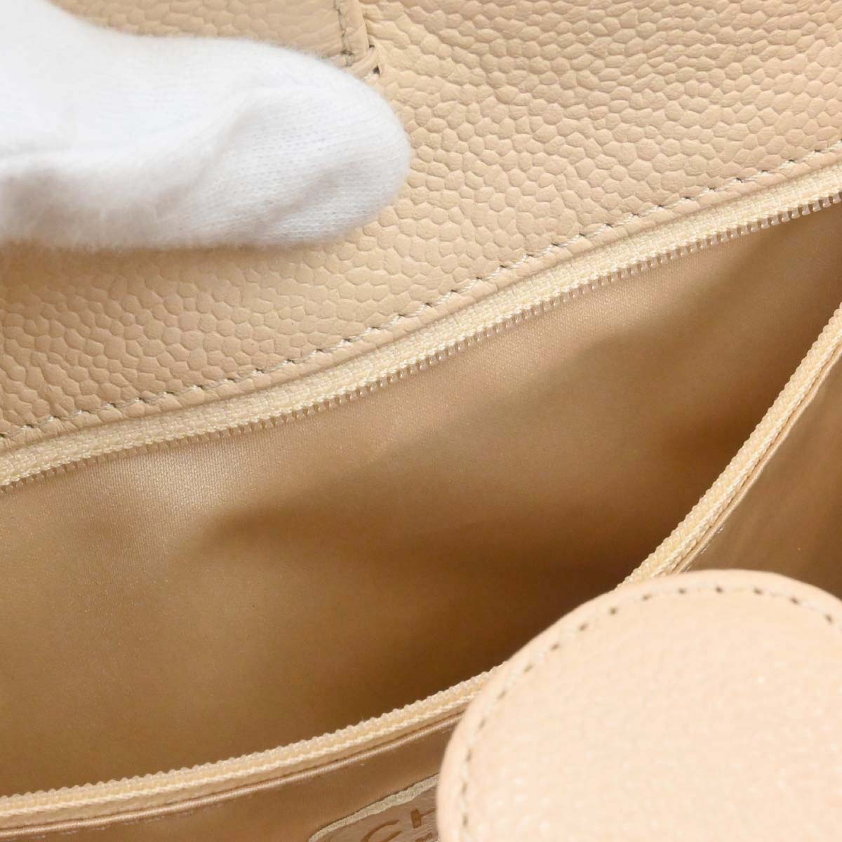Chanel Light Beige Caviar Petite Shopping Tote PST Chain Handbag