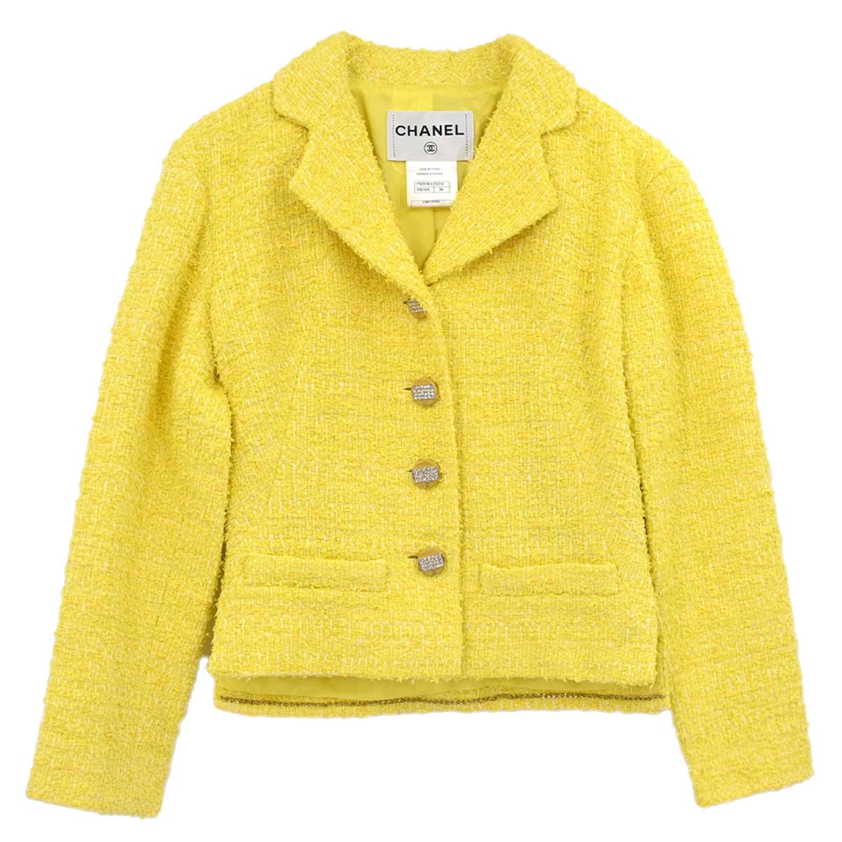 Chanel 2011-2012 Single Breasted Jacket Tweed Yellow #36