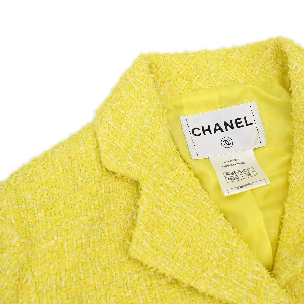 Chanel 2011-2012 Single Breasted Jacket Tweed Yellow #36