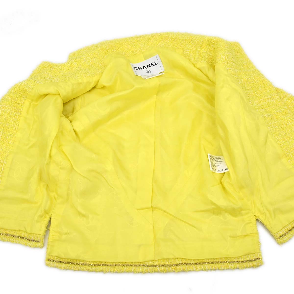 Chanel 2011-2012 Single Breasted Jacket Tweed Yellow #36