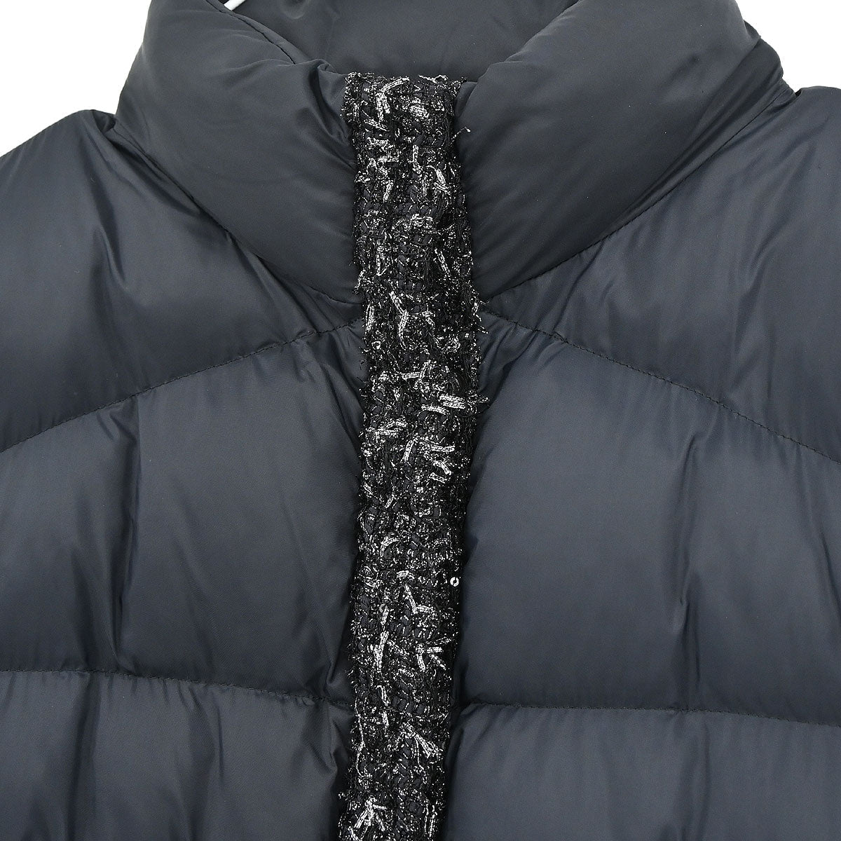 Chanel 2018-2019 Zip Up Tweed Coat Black #42